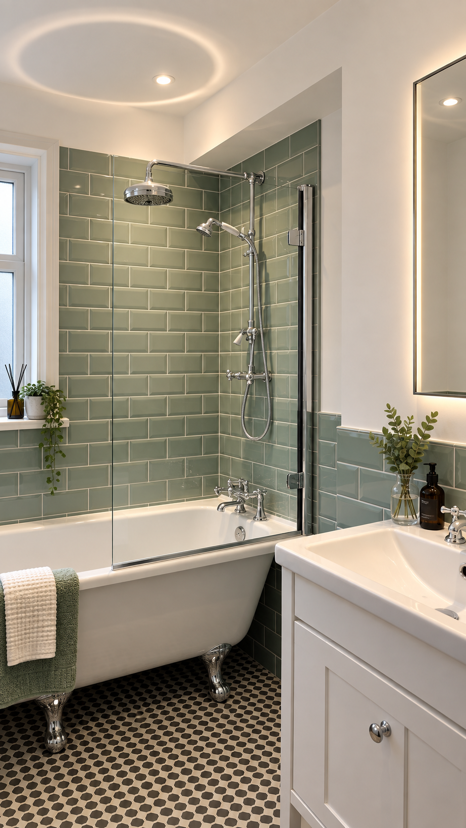 Completed bathroom lighting installation by Sparks R Us