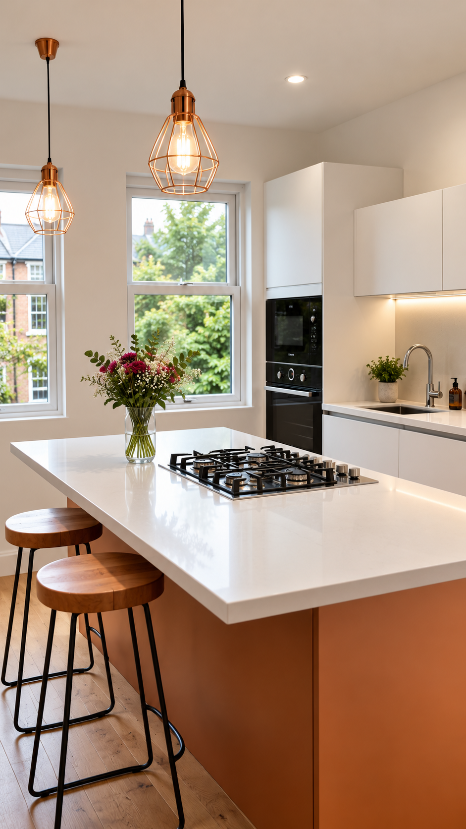 Completed kitchen pendant lighting installation by Sparks R Us